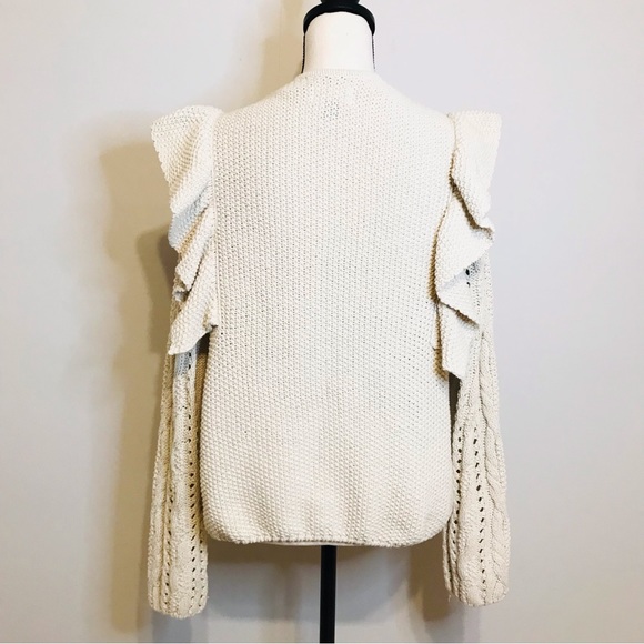 Universal Thread Open Cardigan Cable Knit Ruffle Sweater Size Medium - Picture 10 of 14